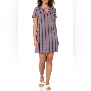 NWT- Tommy Hilfiger Womens Stripe Trim Short Sleeve V-neck Shift Dress - Sz 6